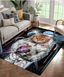 Astronaut Cat Explore Moon Area Rug Carpet Bedroom Home Us Decor