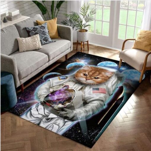 Astronaut Cat Explore Moon Area Rug Carpet Bedroom Home Us Decor