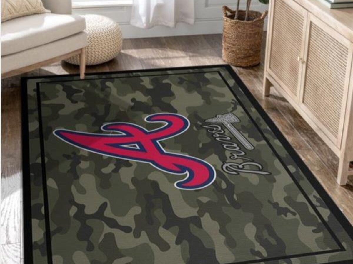 Atlanta Braves Mlb Team Logo Camo Style Rug Room Carpet Custom Area Floor  Home Decor - Peto Rugs