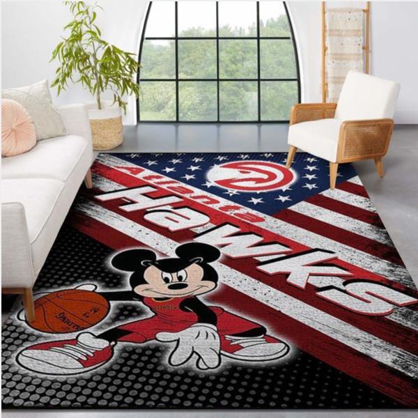 Atlanta Hawks Nba Team Logo Mickey Us Style Nice Gift Home Decor Rectangle Area Rug
