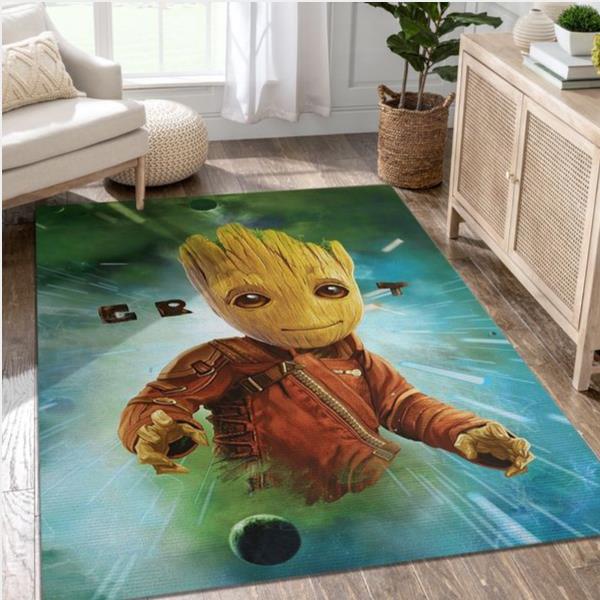 Baby Groot In Space Area Rug Living Room Rug Home Decor Floor Decor