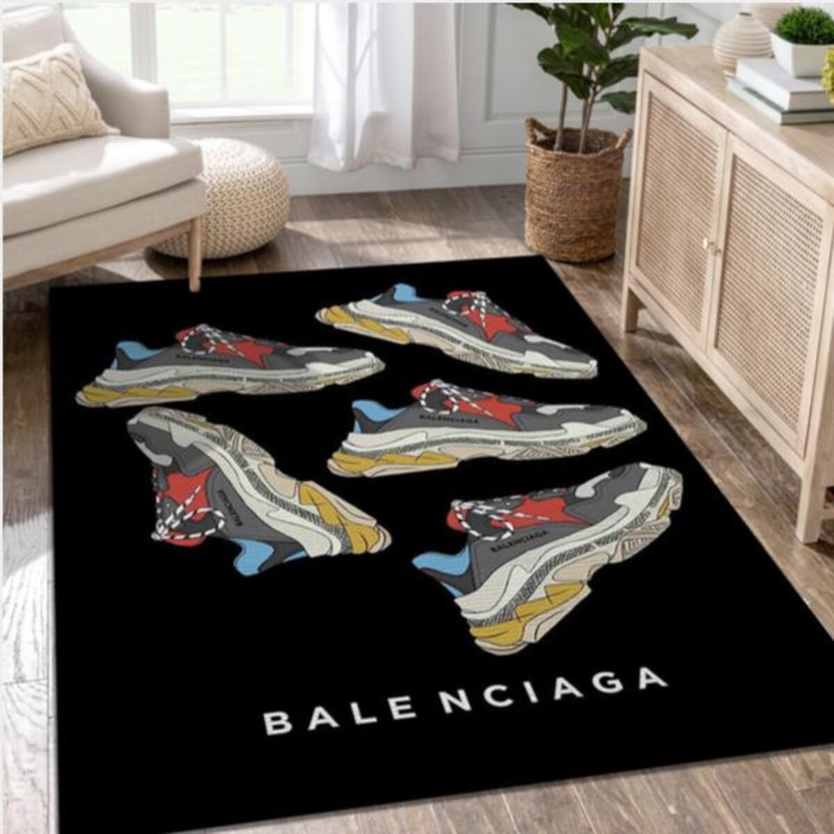 Balenciaga Ft Louis Vuitton Fashion Brand Rectangle Rug Living Room Rug -  Peto Rugs