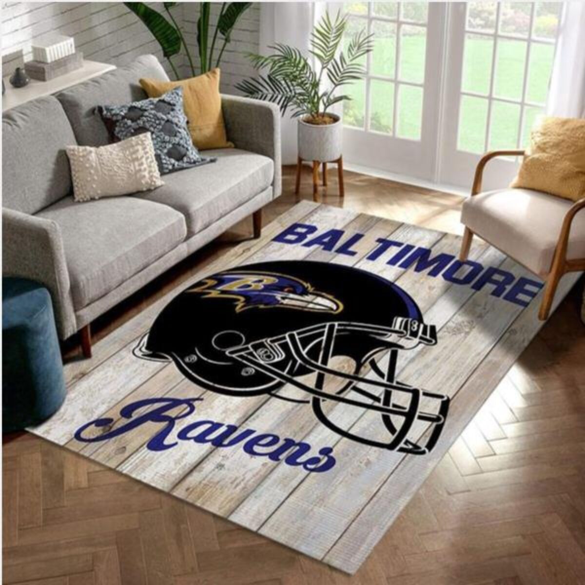 Baltimore Ravens Football Rug