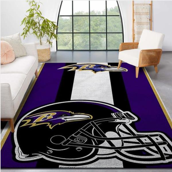 Baltimore Ravens Nfl Team Logo Helmet Nice Gift Home Decor Rectangle Area Rug