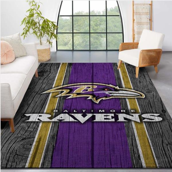 Baltimore Ravens Nfl Team Logo Wooden Style Style Nice Gift Home Decor Rectangle Area Rug
