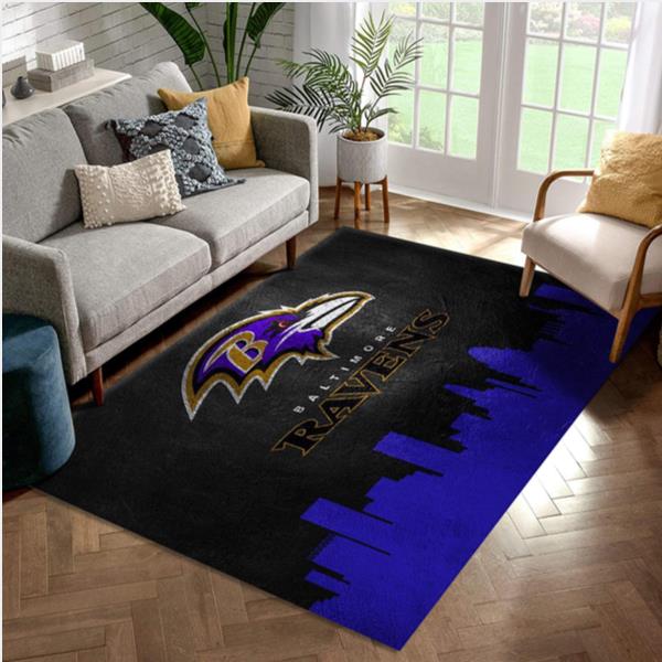 Baltimore Ravens Skyline NFL Area Rug Carpet Bedroom Christmas Gift US Decor