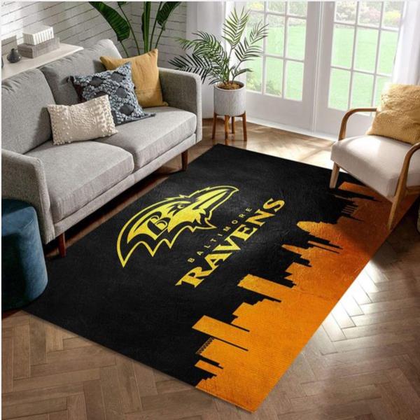 Baltimore Ravens Skyline - Nfl Area Rug Carpet Bedroom Christmas Gift Us Decor