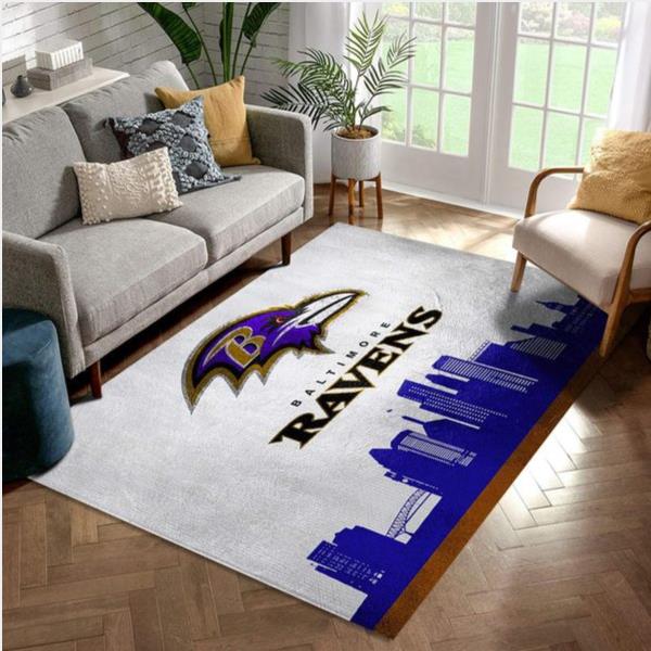 Baltimore Ravens Skyline Nfl Area Rug For Christmas Living Room Rug Christmas Gift Us Decor