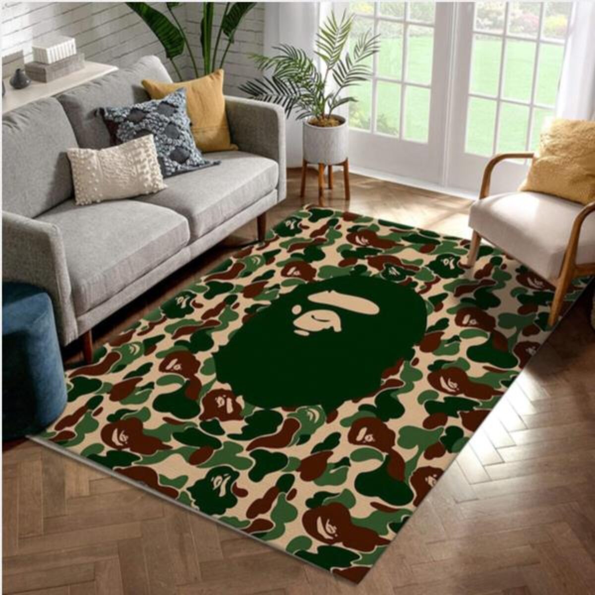 LV Logo Rug Hypebeast Living Room Bedroom Carpet Fashion Brand Floor Decor