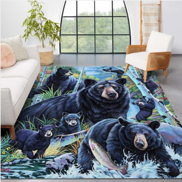 Bear In The Birches Area Rug Living Room Rug Christmas Gift US Decor