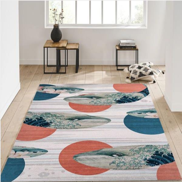 Blue Whale Polka Area Rug Carpet Bedroom Home Us Decor