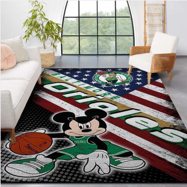 Boston Celtics Nba Team Logo Mickey Us Style Nice Gift Home Decor Rectangle Area Rug