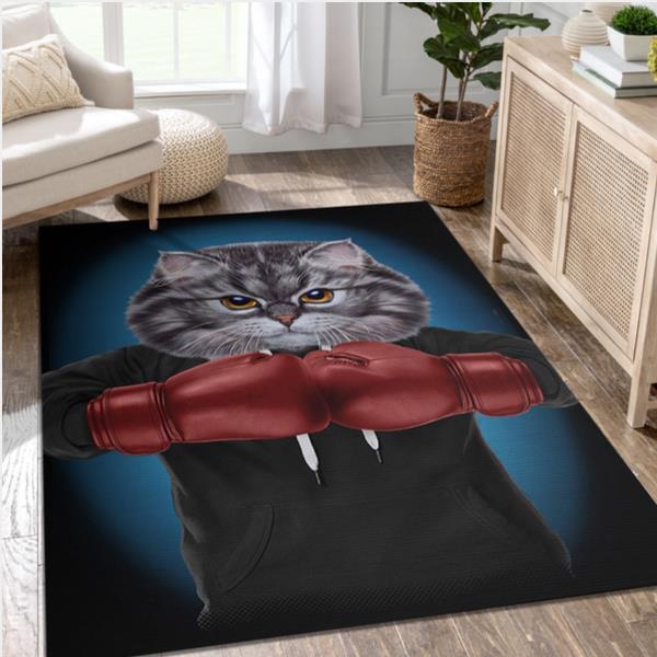 Boxer Cat Boxing Champion Area Rug Carpet Living Room Rug Home Us Decor