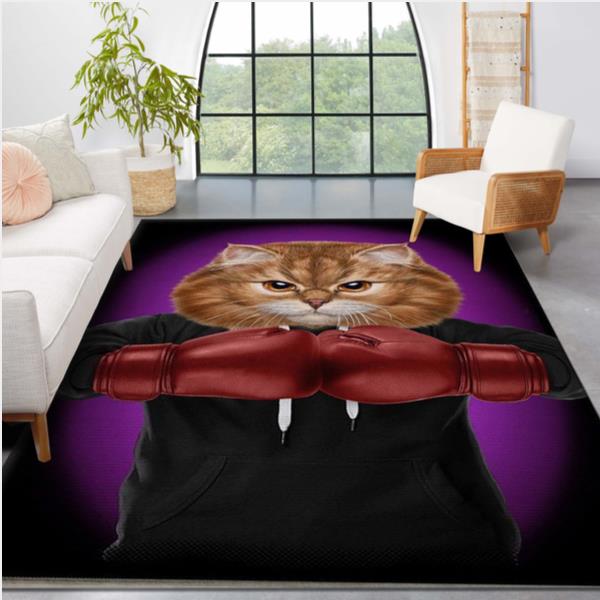 Boxer Cat Boxing Champion Area Rug For Christmas Bedroom Home Decor Floor Decor