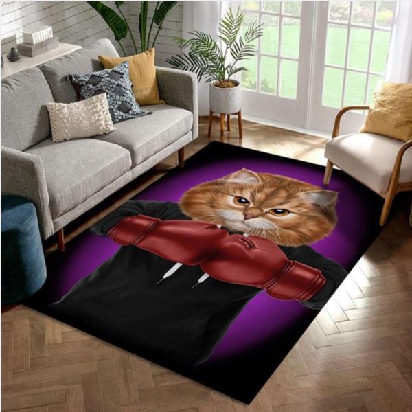 Boxer Cat Boxing Champion Area Rug For Christmas Bedroom Home Decor Floor Decor