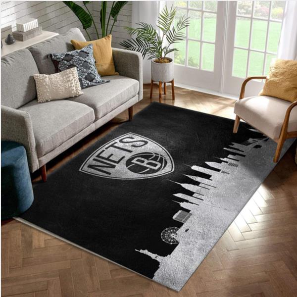 Brooklyn Nets Area Rug – Basketball Team Living Room Carpet – Custom Size And Printing