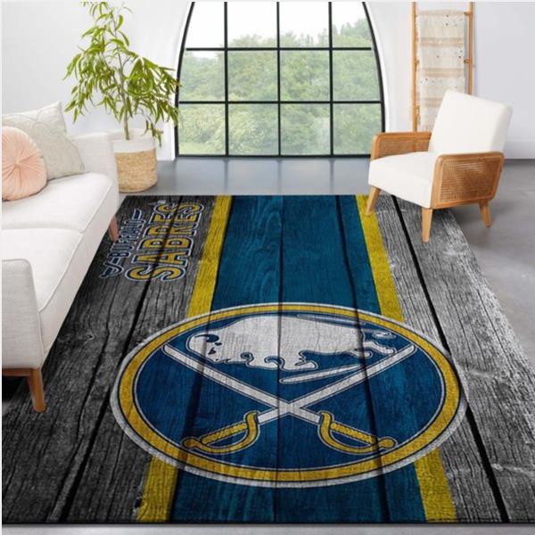 Buffalo Sabres NHL Team Logo Wooden Style Nice Gift Home Decor Rectangle Area Rug