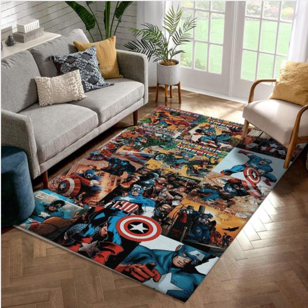 Captain America Area Rug Marvel Superhero Floor Decor The Us Decor