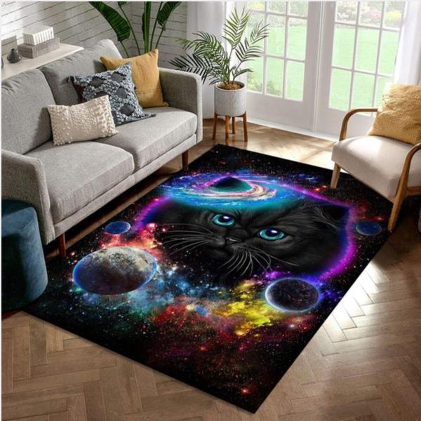 Cat In Galaxy Space Cosmos Area Rug Carpet Bedroom Home Decor Floor Decor