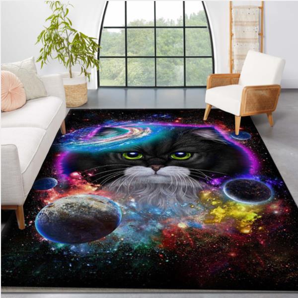 Cat In Galaxy Space Cosmos Area Rug Carpet Living Room Rug Home Decor Floor Decor