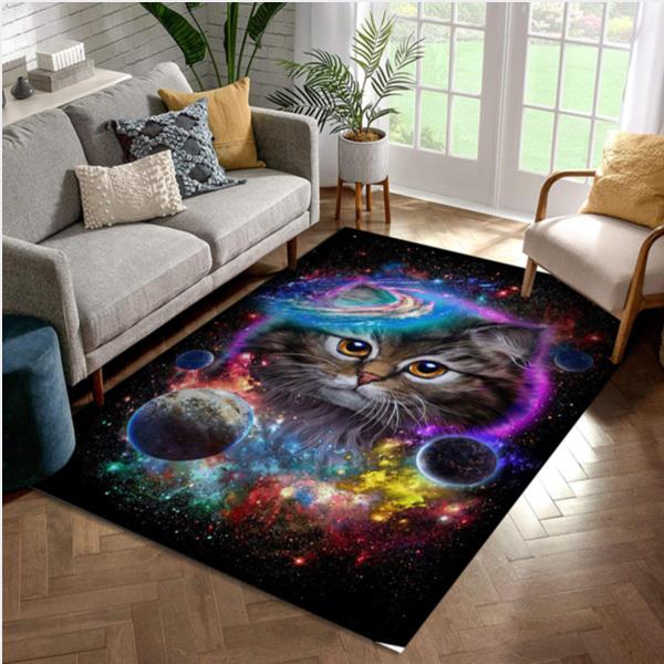 Cat In Galaxy Space Cosmos Area Rug Kitchen Rug US Gift Decor