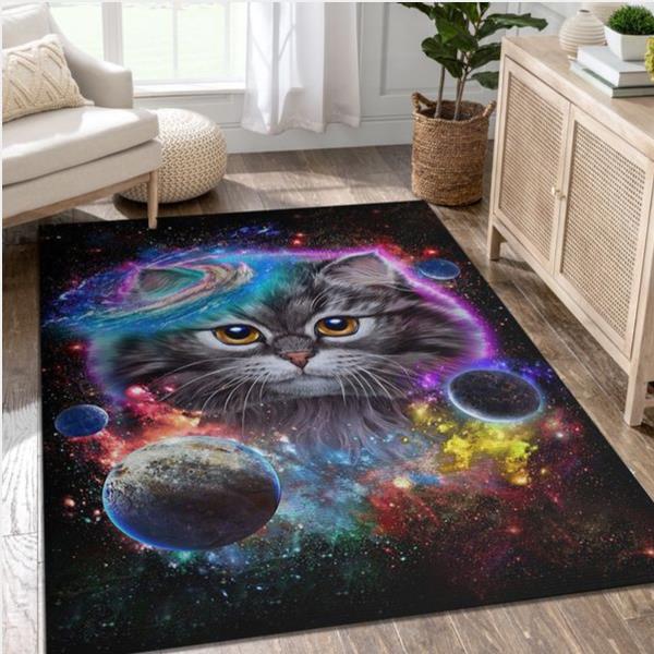 Cat In Galaxy Space Cosmos Area Rug Living Room Rug Us Gift Decor