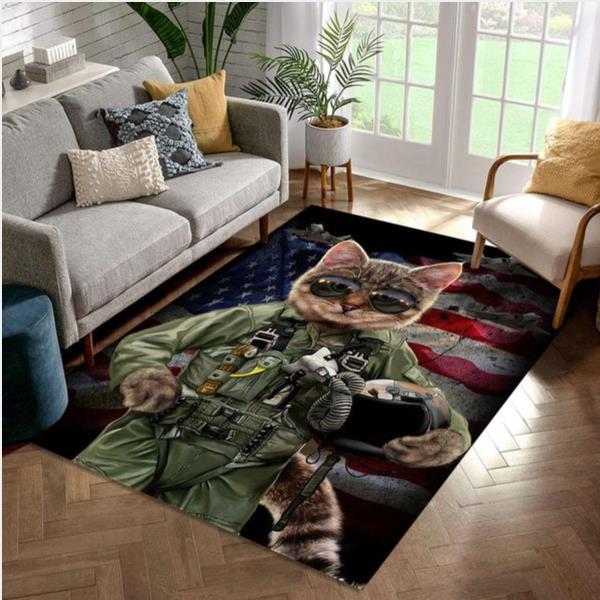 Cat Pilot In The Air Force Area Rug Kitchen Rug Us Gift Decor