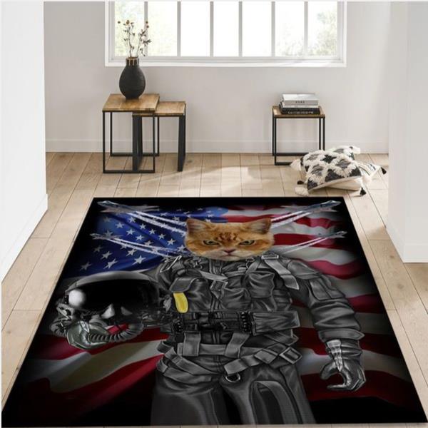 Cat Pilot In The Air Force Area Rug Living Room And Bedroom Rug Home Decor Floor Decor