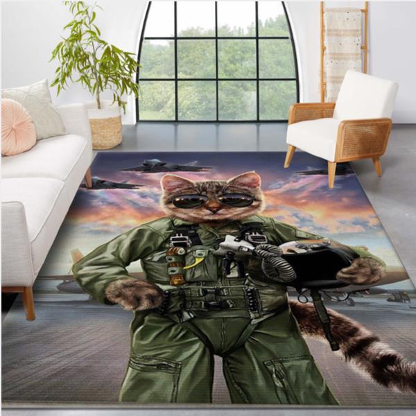 Cat Pilot In The Air Force Area Rug Living Room And Bedroom Rug Us Gift Decor