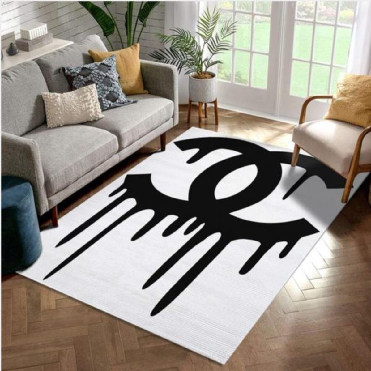 Chanel Inspired Rugs Black & White Hypebeast Living Room Carpet