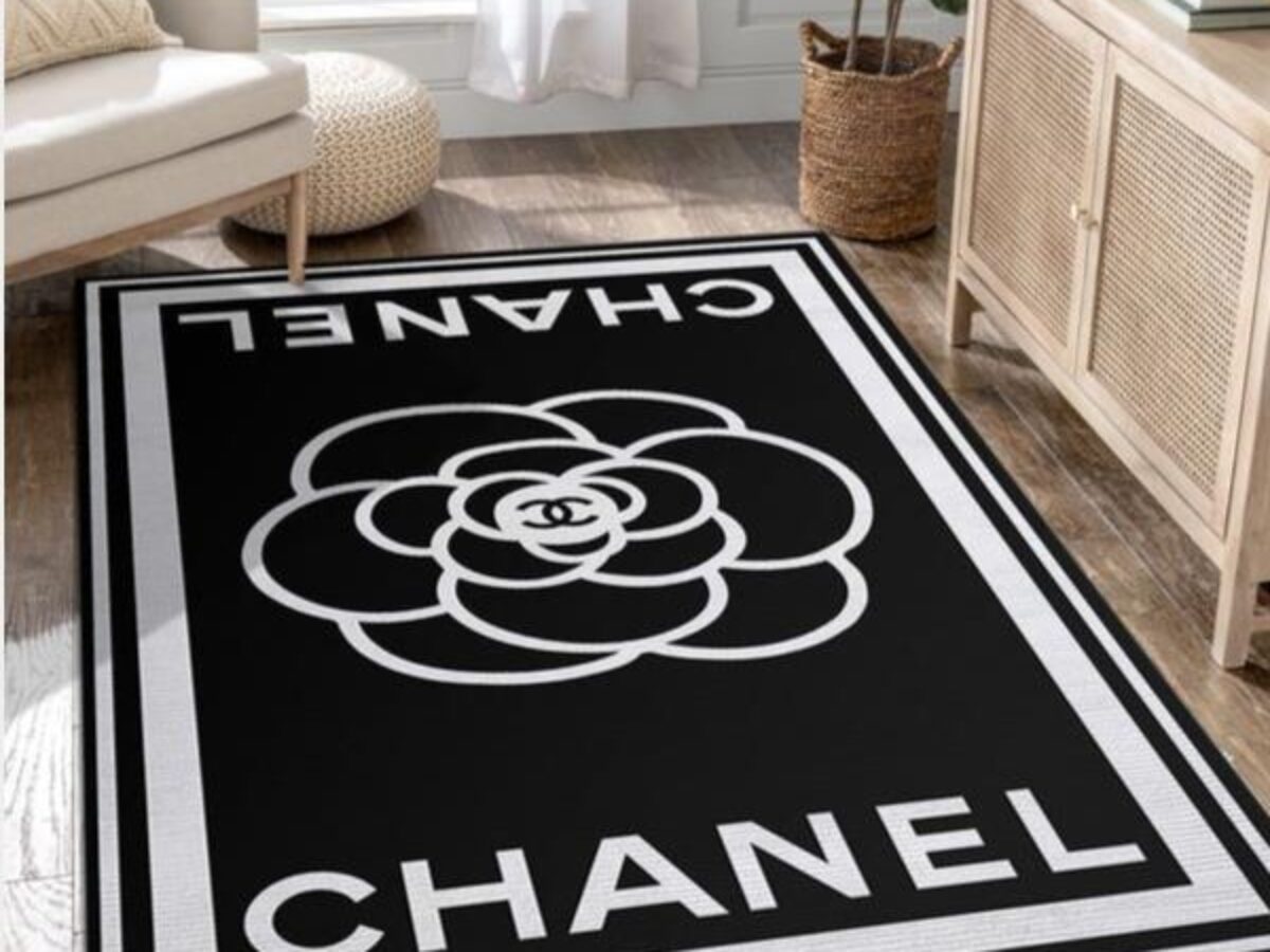 Chanel Logo Black And White Living Room Area Carpet Living Room Rug -  Fn281002 The Us Decor