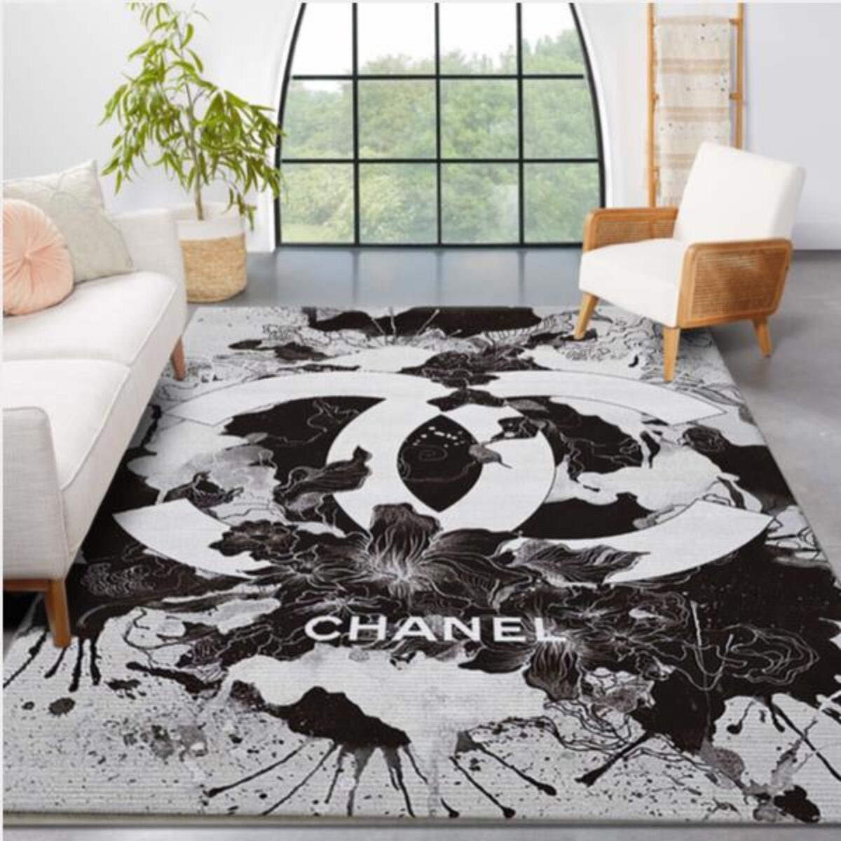 Coco Noir Chanel Area Rugs Hot 2023 Living Room Rugs Floor Decor Home -  Binteez