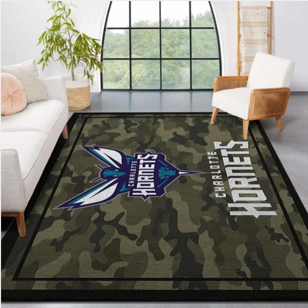 Charlotte Hornets Nba Team Logo Camo Style Nice Gift Home Decor Rectangle Area Rug
