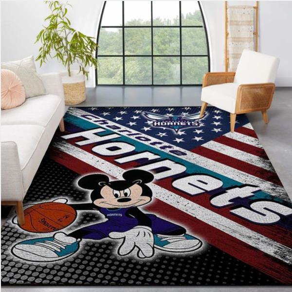 Charlotte Hornets Nba Team Logo Mickey Us Style Nice Gift Home Decor Rectangle Area Rug