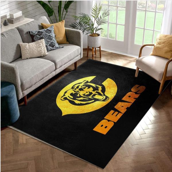 Chicago Bears Gold NFL Team Logos Area Rug Bedroom Home Decor Floor Decor
