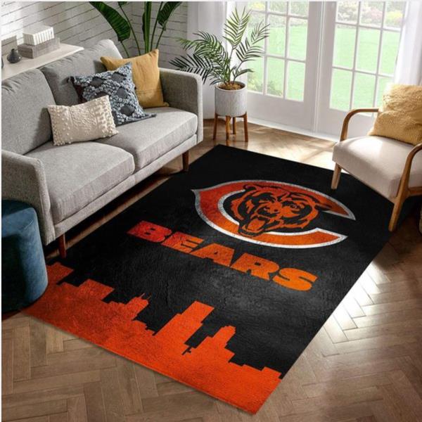 Chicago Bears Skyline Nfl Area Rug Carpet Bedroom Home Decor Floor Decor