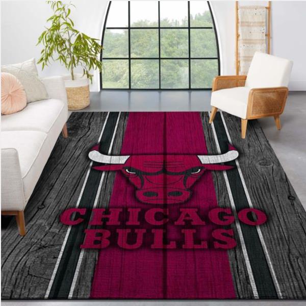 Chicago Bulls NBA Team Logo Wooden Style Nice Gift Home Decor Rectangle Area Rug