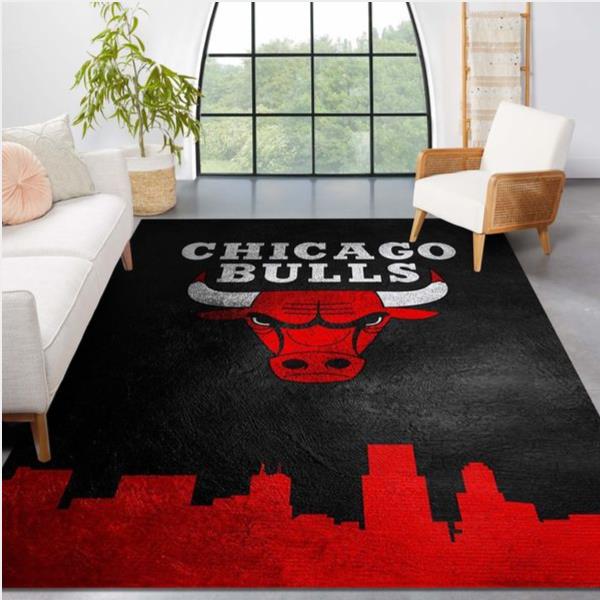 Chicago Bulls Skyline Nba Team Logo Area Rug Living Room And Bedroom Rug Us Gift Decor