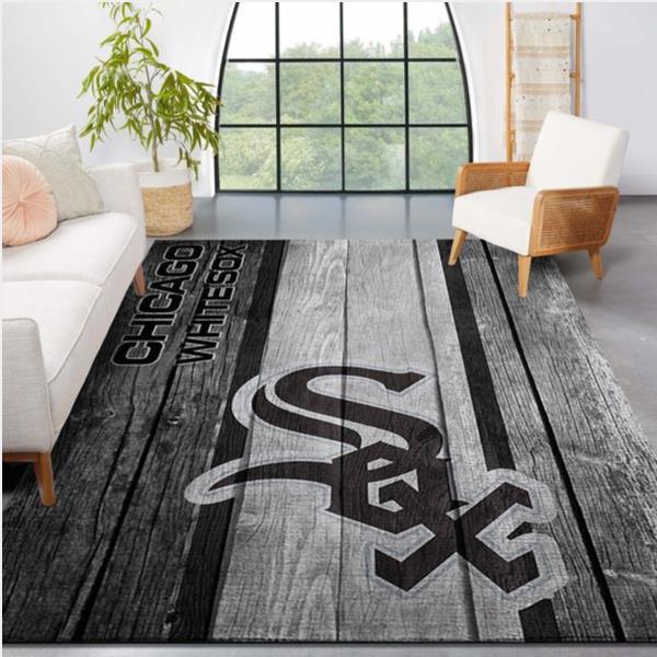 Chicago White Sox Mlb Team Logo Wooden Style Style Nice Gift Home Decor Rectangle Area Rug