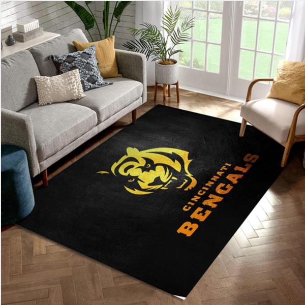 Cincinnati Bengals Gold NFL Area Rug Living room and bedroom Rug Family Gift US Decor