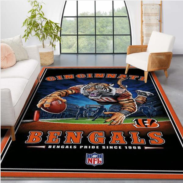 Cincinnati Bengals NCAA Team Logo Area Rug Living Room Carpet Floor Decor The Us Decor