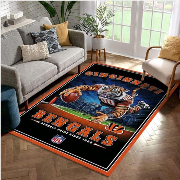Cincinnati Bengals Ncaa Team Logo Area Rug - Living Room Carpet Floor Decor The Us Decor