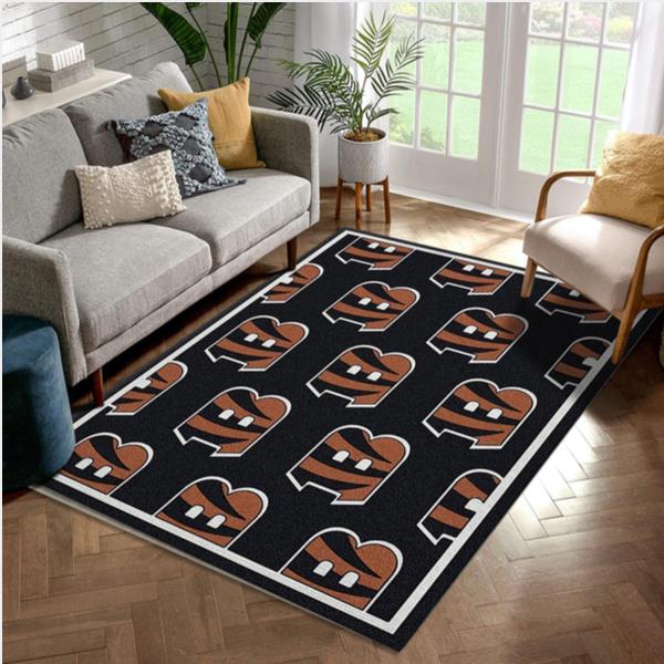 Cincinnati Bengals Repeat Rug Nfl Team Area Rug Carpet Living Room Rug Home US Decor