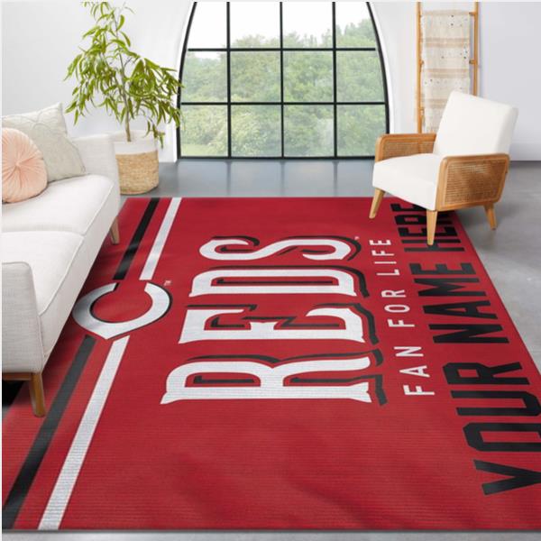 Cincinnati Reds Personalized MLB Team Logos Area Rug Living Room Rug