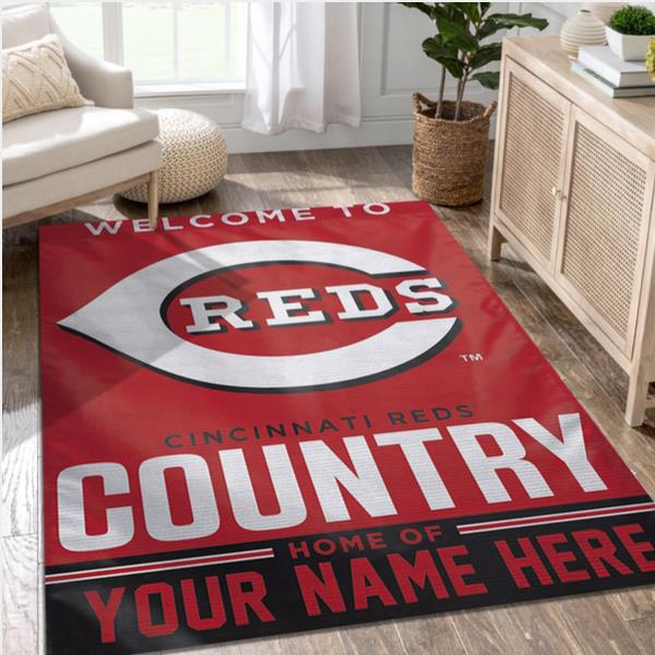 Cincinnati Reds Personalized MLB Team Logos Area Rug Living Room Rug