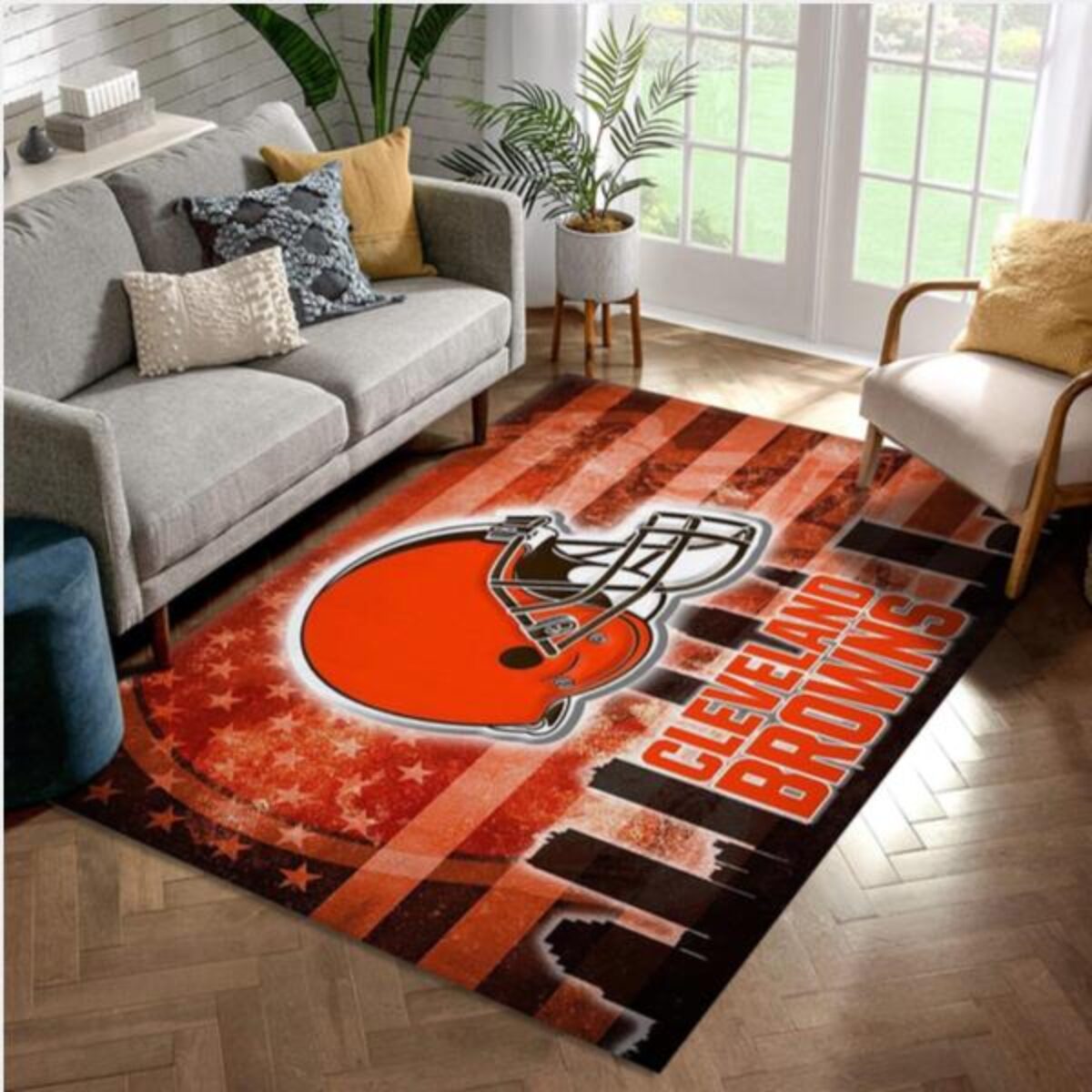 Area Rug with Cleveland Browns (Brown Background) sports team logo!