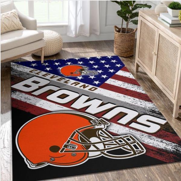 Cleveland Browns Nfl Team Logo American Style Nice Gift Home Decor Rectangle Area Rug Rug - For Living Room