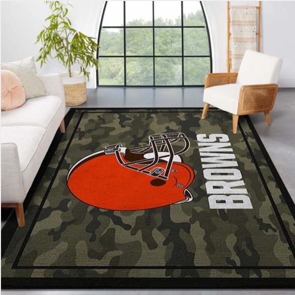 Cleveland Browns Nfl Team Logo Camo Style Nice Gift Home Decor Rectangle Area Rug