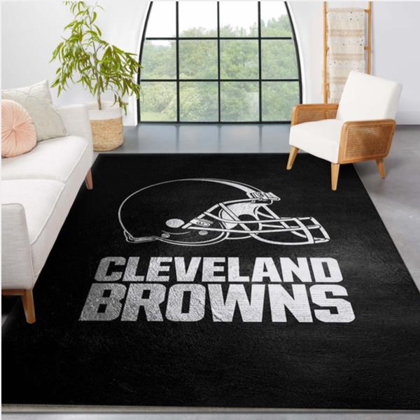 Cleveland Browns Silver NFL Team Logos Area Rug Living Room Rug Family Gift US Decor
