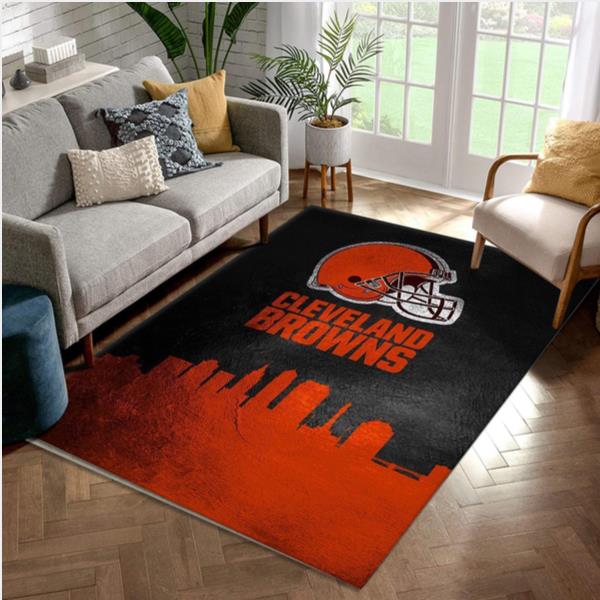 Cleveland Browns Skyline NFL Area Rug Carpet Bedroom Family Gift US Decor